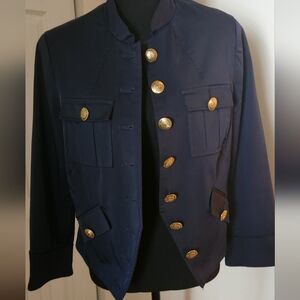 Navy Blue Military Style Jacket with Gold Buttons